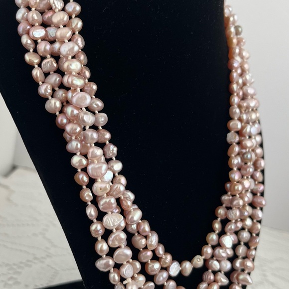 Baroque Blush Genuine Freshwater Pearl Necklace - Picture 6 of 12